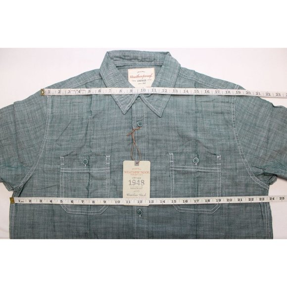 Weatherproof Vintage green short sleeve button front men's shirt L - Picture 15 of 15